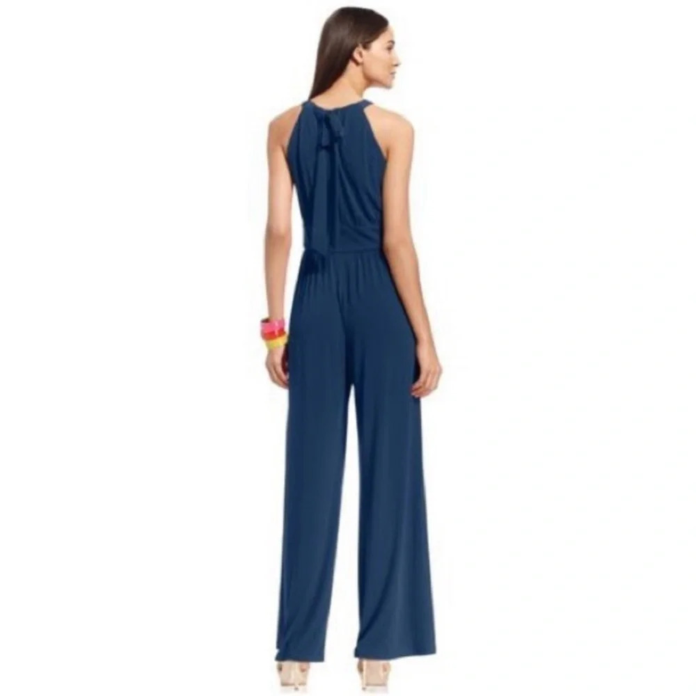 VINCE CAMUTO Blue Wide-Leg Halter Jumpsuit Size S - Picture 2 of 12